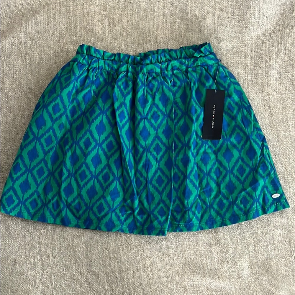 Tommy Hilfiger Blue and Green Patterned Girls Skirt